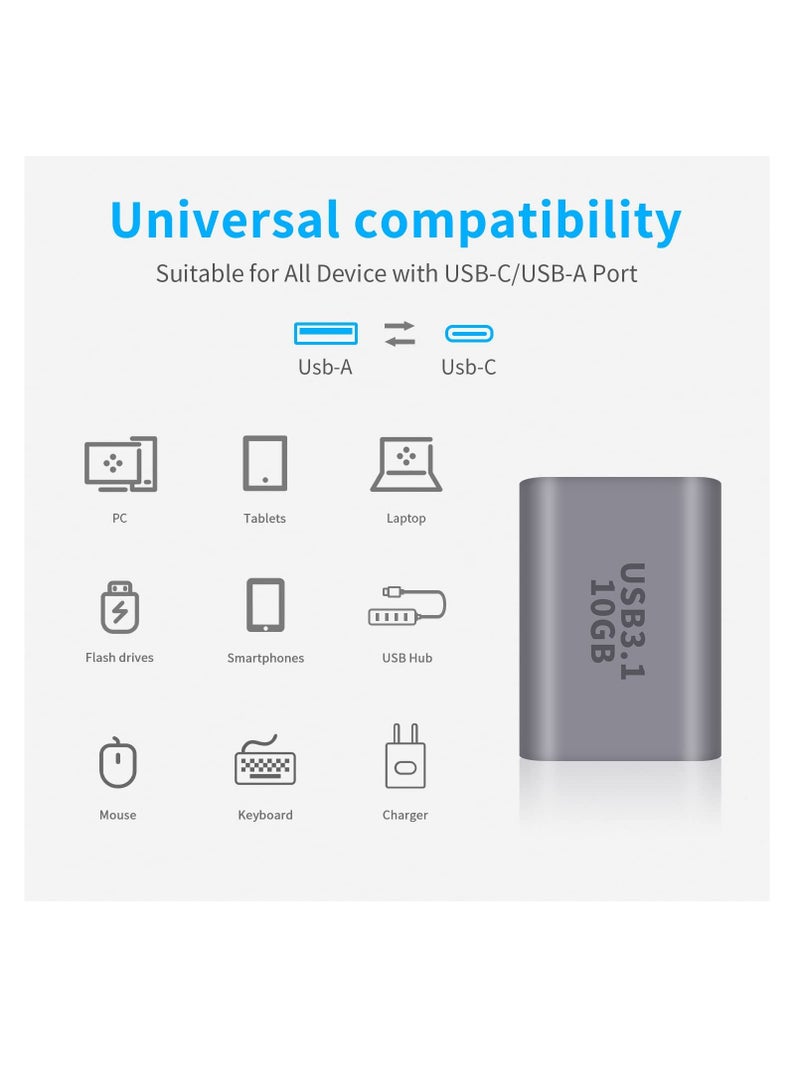 USB A to USB C Adapter 2Pack USB C to USB 3.1 Adapter 10Gbps USB A Female to USB C Female Converter Bi Directional - Image 3