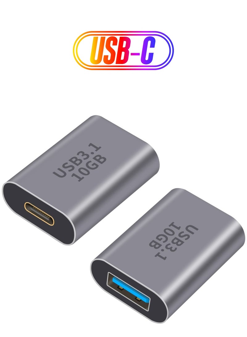 USB A to USB C Adapter 2Pack USB C to USB 3.1 Adapter 10Gbps USB A Female to USB C Female Converter Bi Directional - Image 1