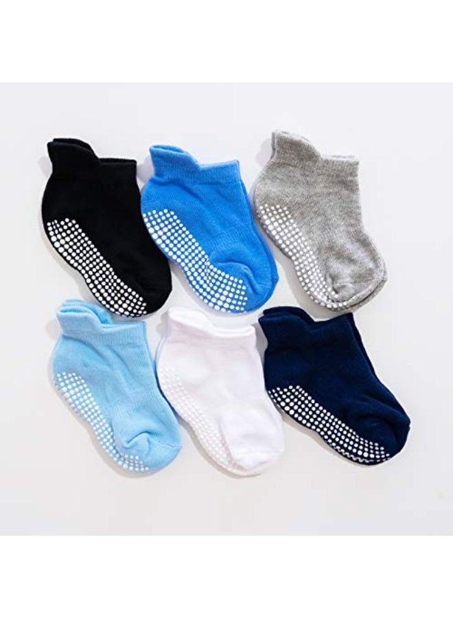 jaexest Toddler Grips Ankle Socks, Non Slip Socks for Kids, Low Cut Anti-Skid Floor Socks for 1-3 Years Baby Boys and Girls, 6 Pairs - Image 2