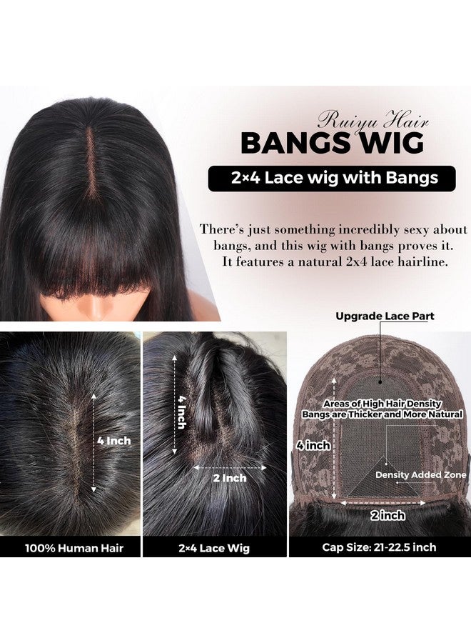 رويو شعر مستعار بدانتيل أمامي 2X4 من بودي ويف، باروكات شعر بشري مع غرة للنساء السود، باروكة بدون غراء مع غرة، كثافة 180%، شعر بشري عذراء برازيلي 100%، 16 بوصة - Image 4