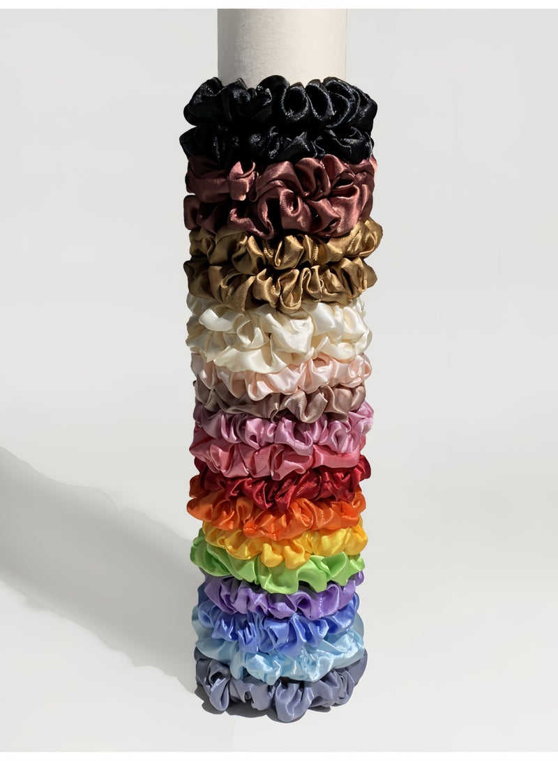 لغة ٢٠ قطعة من ربطات الشعر من الساتان والحرير – توك شعر صغيرة للنساء والفتيات، مطاطية لتثبيت ذيل الحصان للشعر الكثيف والمجعد - Image 1