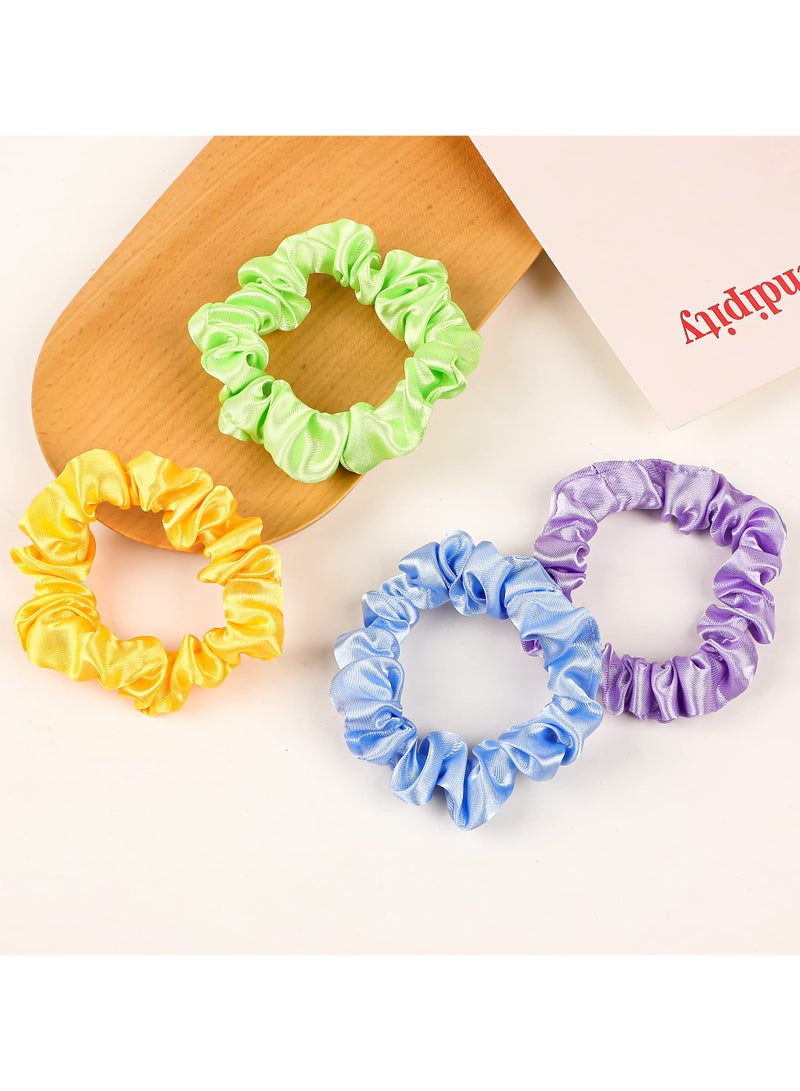 لغة ٢٠ قطعة من ربطات الشعر من الساتان والحرير – توك شعر صغيرة للنساء والفتيات، مطاطية لتثبيت ذيل الحصان للشعر الكثيف والمجعد - Image 5