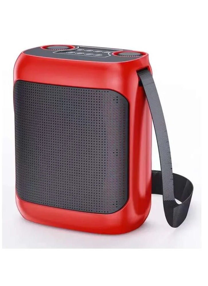 يس YS-220 مكبر صوت كاريوكي خارجي مزود بحزام كبير مع ميكروفون لاسلكي مزدوج UHF باللون الأحمر  - Image 1