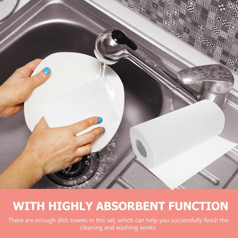 GALPADA Disposable Kitchen Dish Cloths Roll, 200pcs 25x25cm White Absorbent Multi-Function Wipes for Household Wet and Dry Use - Image 4