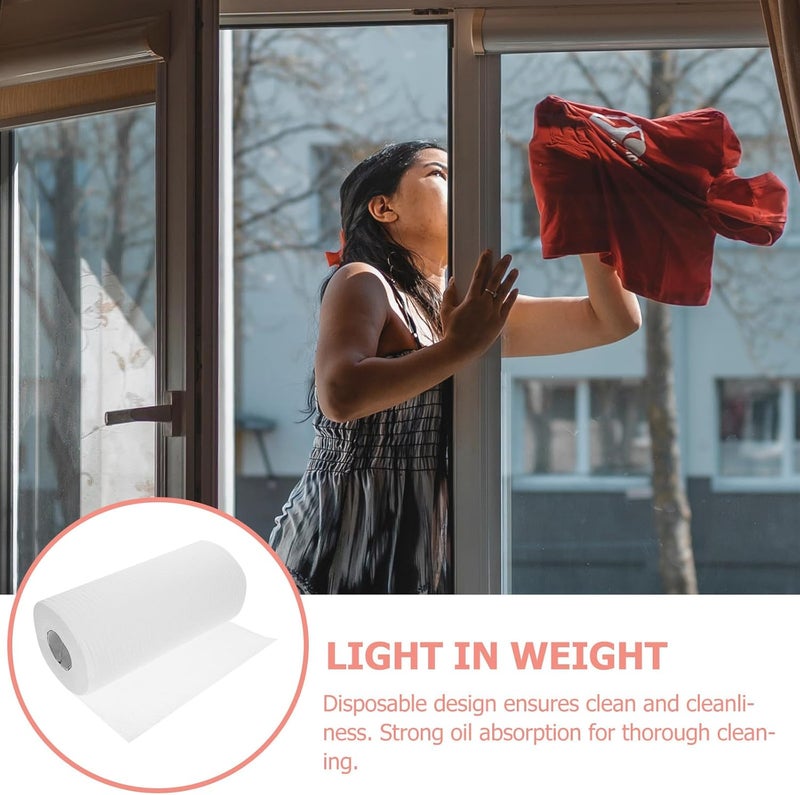 GALPADA Disposable Kitchen Dish Cloths Roll, 200pcs 25x25cm White Absorbent Multi-Function Wipes for Household Wet and Dry Use - Image 3