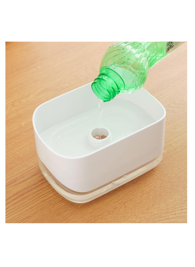 ECVV - ECVV Soap Pump Dispenser and Sponge Holder, Newest 2 in 1 Dish Soap Dispenser, 350 Ml Dish Soap Dispenser for Kitchen, Smart Kitchen Gadgets for Sink Countertop Organizer, 12.5 Ounces - White - Image 1