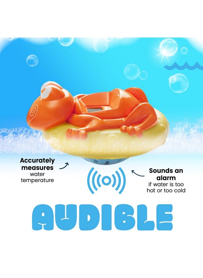 Aquatopia Baby Bath Thermometer Floating Toy With Digital Audible Alarm Baby Water Thermometer For Bath Temp Cute Baby Bath Essentials Beeps When Too Hot Or Too Cold Fergus Frog Orange  - Image 5