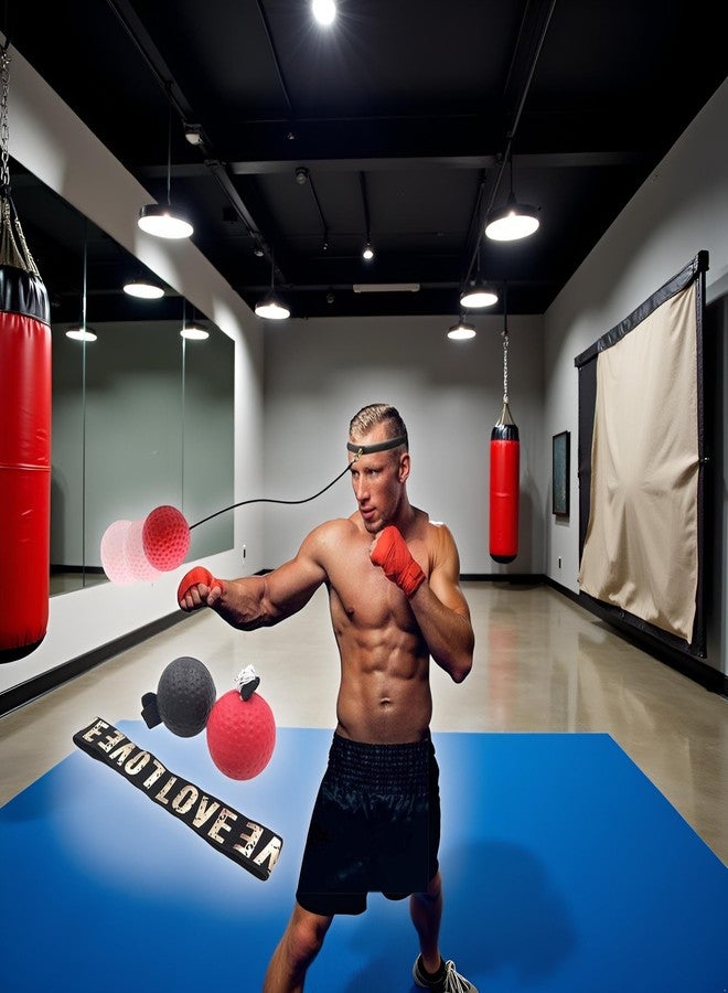 Sluswallow Red Boxing Reflex Ball - Improve Reaction Speed and Hand Eye Coordination Training Boxing Equipment for Training at Home Reflex Ball with Adjustable Elastic Head Band Speed and Agility Training - Image 5