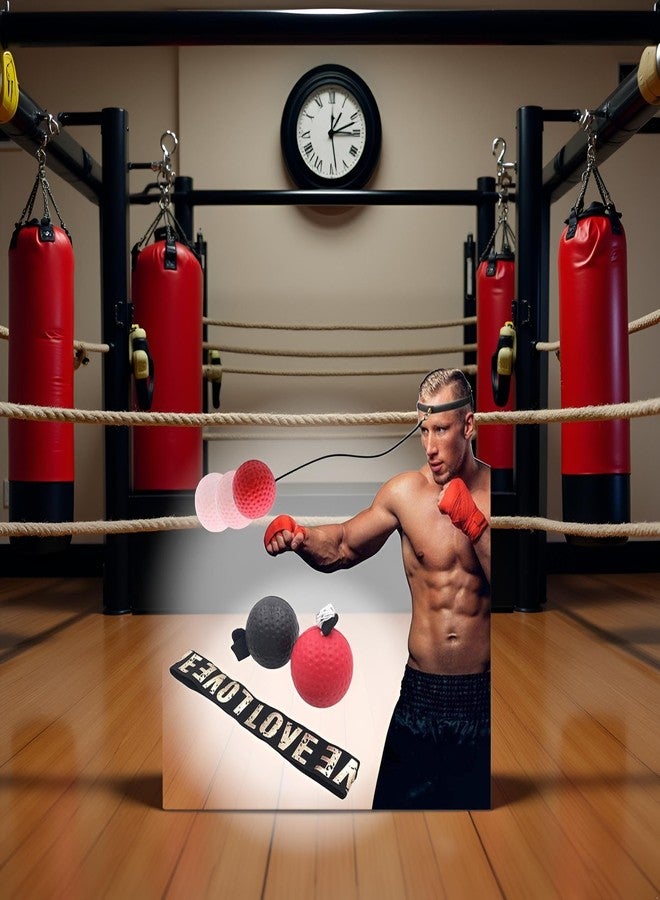 Sluswallow Red Boxing Reflex Ball - Improve Reaction Speed and Hand Eye Coordination Training Boxing Equipment for Training at Home Reflex Ball with Adjustable Elastic Head Band Speed and Agility Training - Image 3