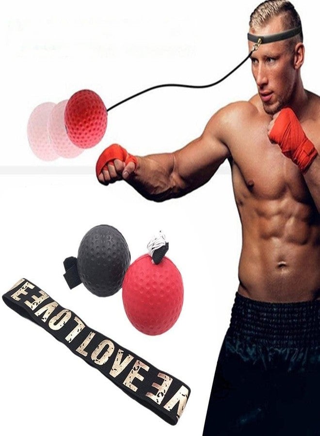 Sluswallow Red Boxing Reflex Ball - Improve Reaction Speed and Hand Eye Coordination Training Boxing Equipment for Training at Home Reflex Ball with Adjustable Elastic Head Band Speed and Agility Training - Image 1