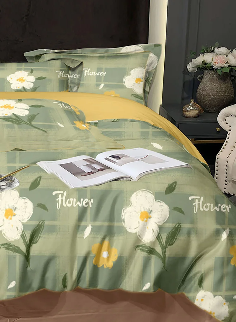 سيد المنسوجات المنزلية طقم لحاف مخملي مزخرف من ماستر هوم، 4 قطع مقاس كوين، يناسب سرير كوين مقاس 160 × 200 سم، ناعم ودافئ