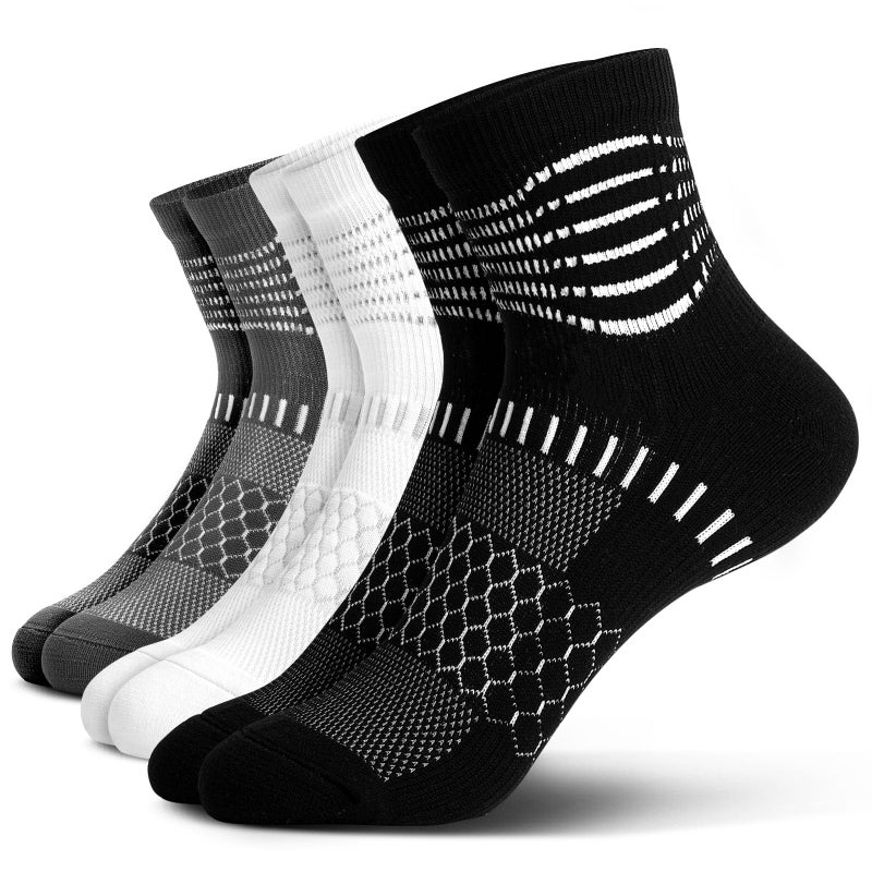 IRAMY Compression Socks for Women Men Coolmax Moisture Wicking Ankle Support Socks Plantar Fasciitis Relief 3 Pairs - Image 1