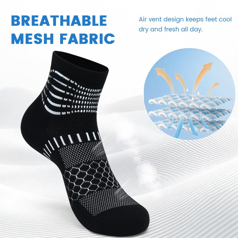 IRAMY Compression Socks for Women Men Coolmax Moisture Wicking Ankle Support Socks Plantar Fasciitis Relief 3 Pairs - Image 4