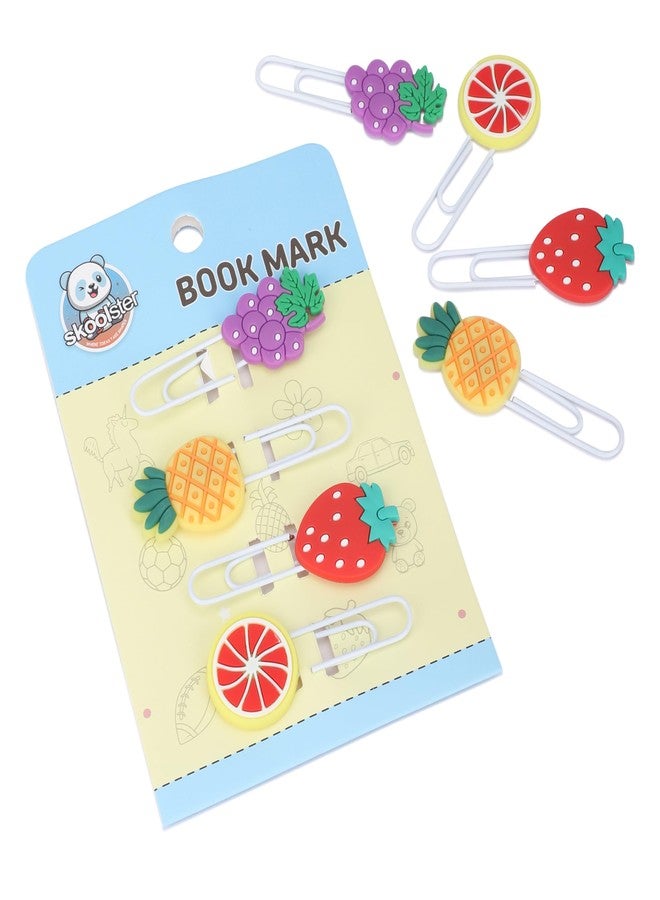 Skoolster 3D Fun Bookmarks for Kids – Pack of 2 (1 Fruits + 1 Random Design) | Cute Animal, Fruit, Cartoon Paper Clips | School Supplies & Gifts - Image 1