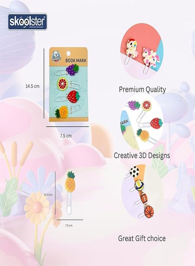 Skoolster 3D Fun Bookmarks for Kids – Pack of 2 (1 Fruits + 1 Random Design) | Cute Animal, Fruit, Cartoon Paper Clips | School Supplies & Gifts - Image 2