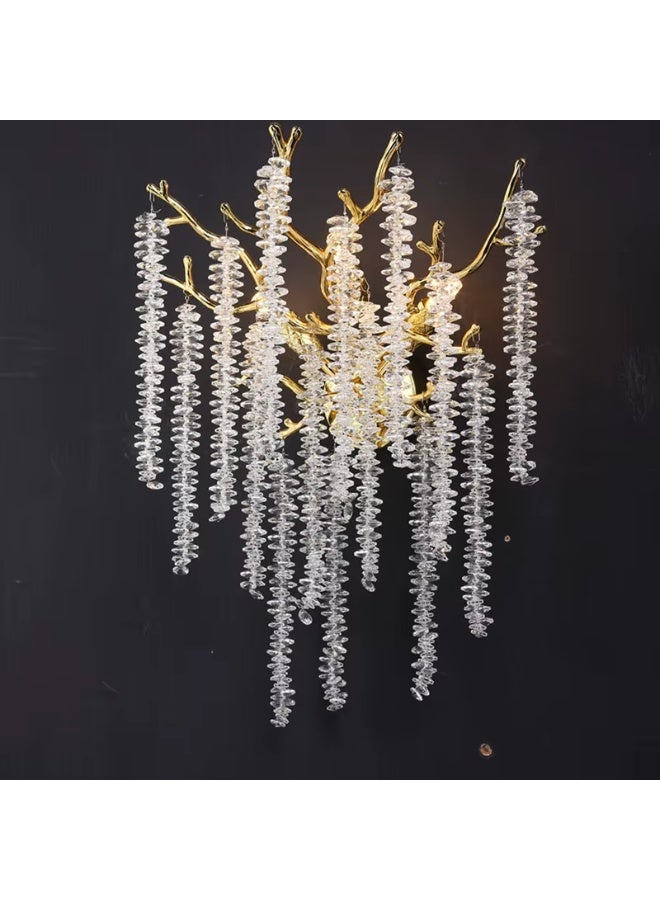 TASVORA Nordic Modern Gold Raindrop LED Wall Light | Luxury Bedside Wall Lamp | Crystal Branch Sconce | Indoor Bedroom Living Room Lighting - Image 1