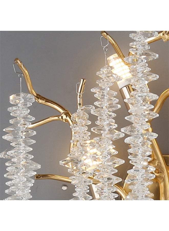 TASVORA Nordic Modern Gold Raindrop LED Wall Light | Luxury Bedside Wall Lamp | Crystal Branch Sconce | Indoor Bedroom Living Room Lighting - Image 2