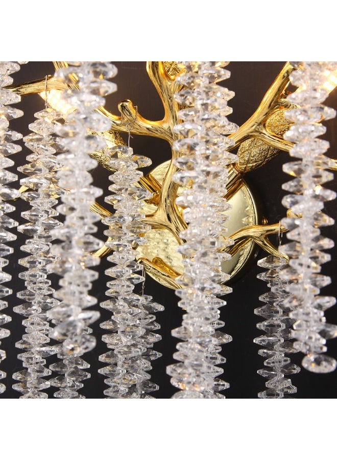 TASVORA Nordic Modern Gold Raindrop LED Wall Light | Luxury Bedside Wall Lamp | Crystal Branch Sconce | Indoor Bedroom Living Room Lighting - Image 3