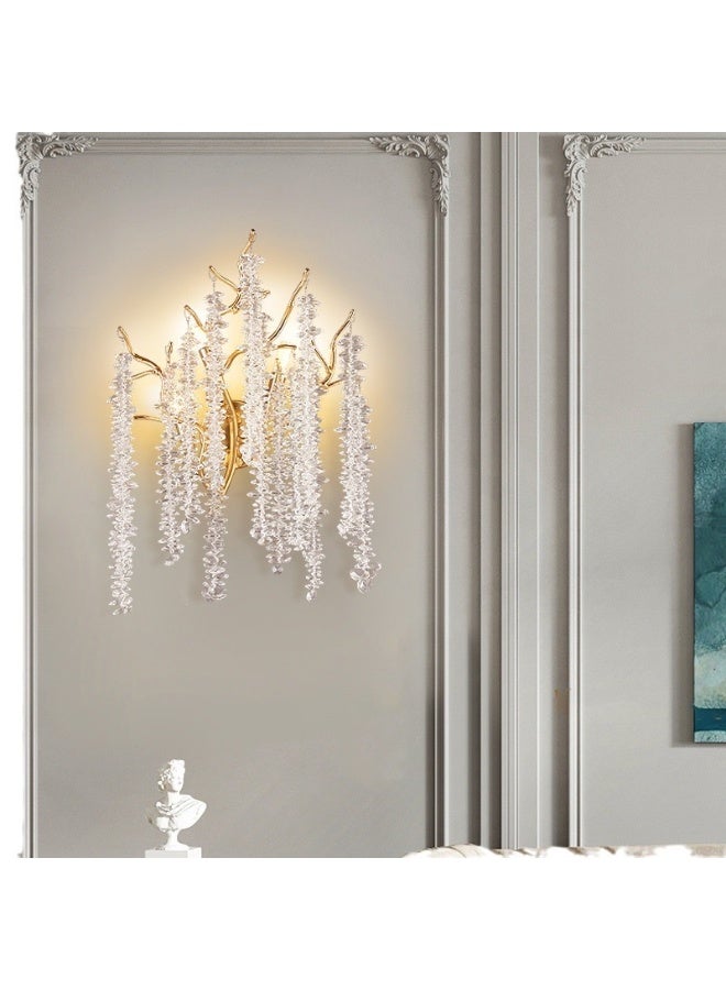 TASVORA Nordic Modern Gold Raindrop LED Wall Light | Luxury Bedside Wall Lamp | Crystal Branch Sconce | Indoor Bedroom Living Room Lighting - Image 4
