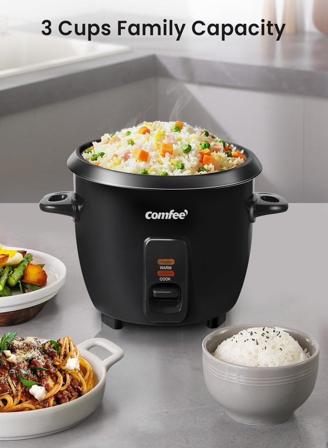 COMFEE' Rice Cooker, 6-Cup Cooked/3-Cup Uncooked, Removable Non-Stick Bowl, for Soups, Stews, Grains&Oatmeal, One Touch, Black - Image 2