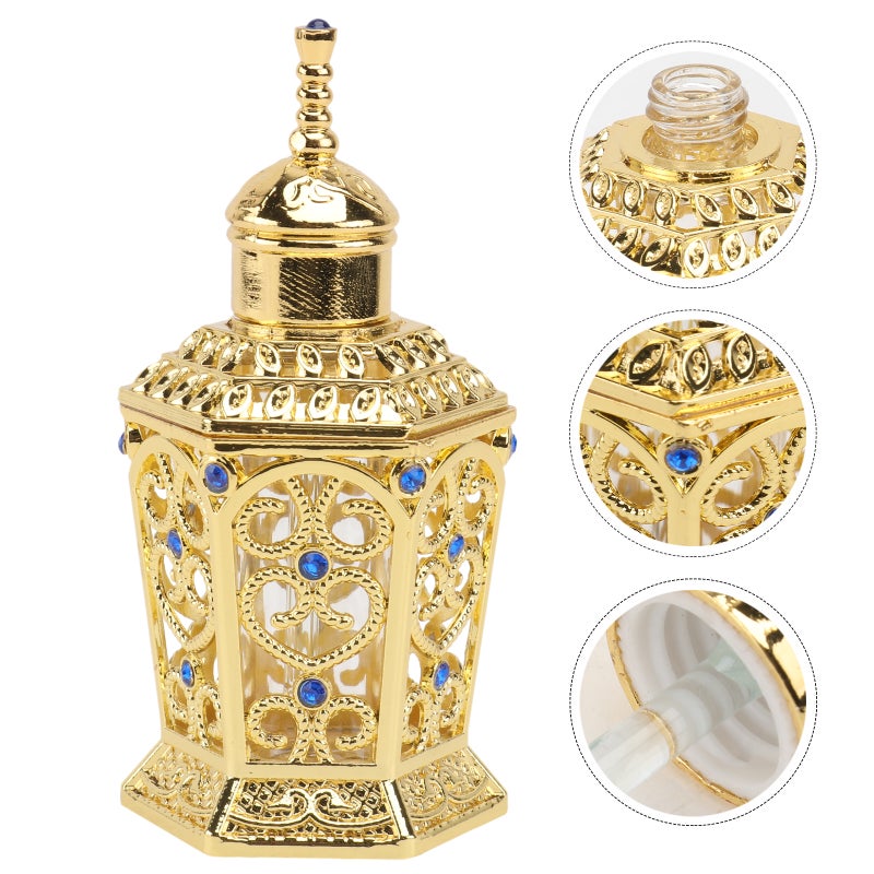 زجاجة عطر واحدة من الزجاج المعدني، عبوة رقيقة للزيوت العطرية، لون ذهبي - Image 2
