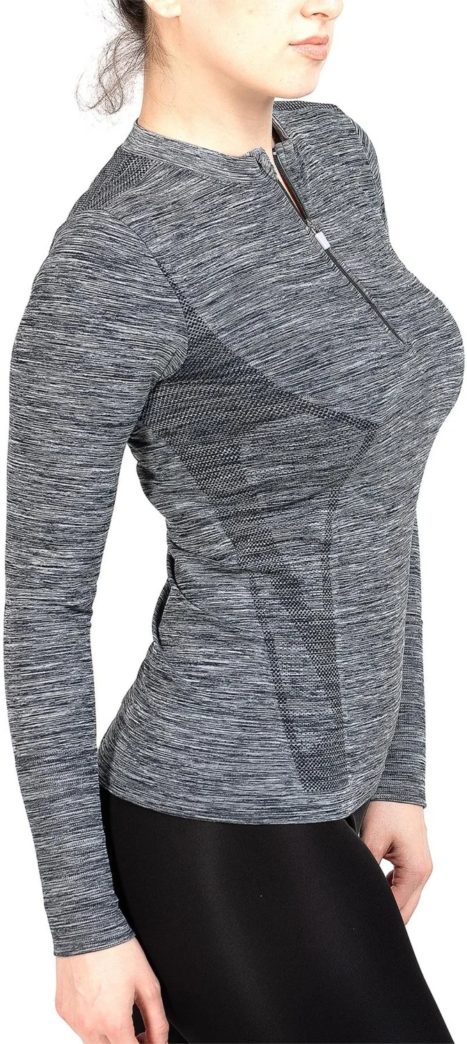MioFit Women's Tides Zipper Collar Long Sleeve Seamless Sports T-Shirt