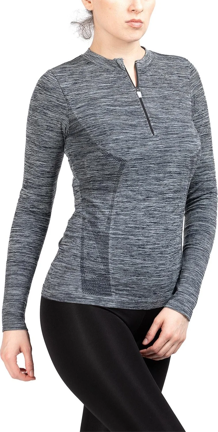 MioFit Women's Tides Zipper Collar Long Sleeve Seamless Sports T-Shirt