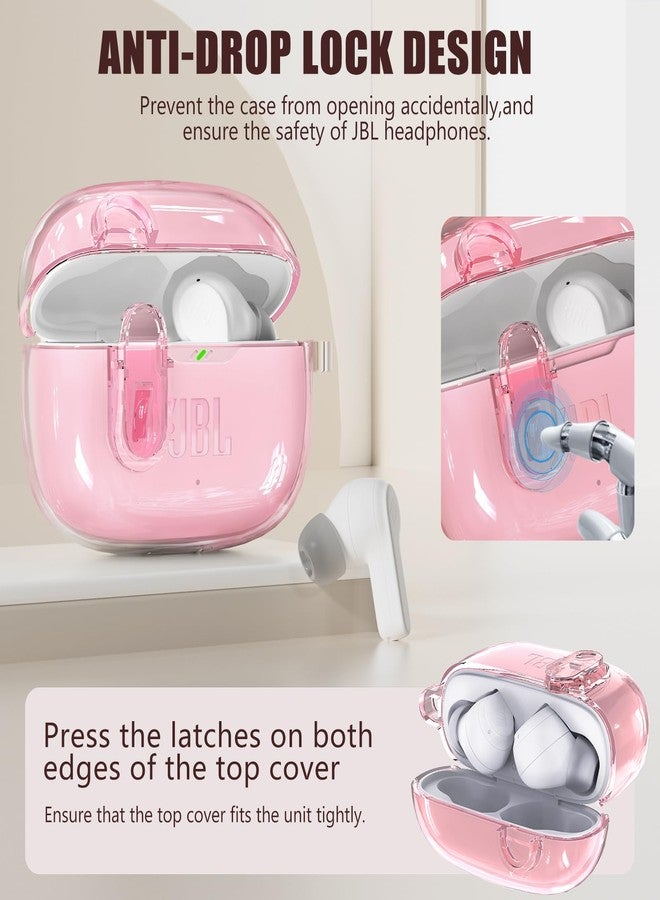 Wowwat for JBL Vibe 200TWS / JBL Vibe Beam Clear Case Cover with Cleaner Kit，TPU Transparent Hard Protective Case Cover Men Women with Keychain Compatible for JBL Vibe 200TWS & JBL Vibe Beam - Clear Pink - Image 3