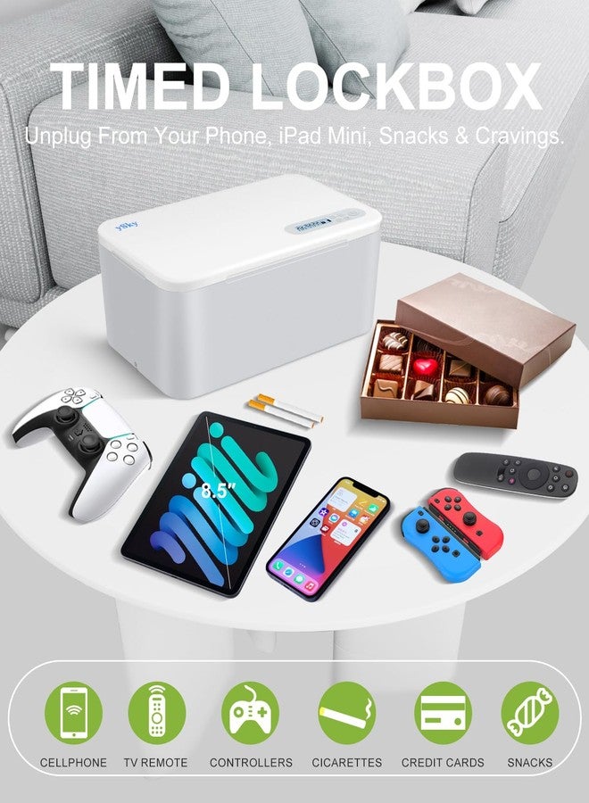ySky Phone Lock Box with Timer,Safe Timed Lock Box Unplug from Phones,Video Games,Social Media,Snacks&Cravings,SelfControl Lock Storage Box for 8.5 inch iPad,cellphone Locker Time Lock Box (Gray) - Image 2