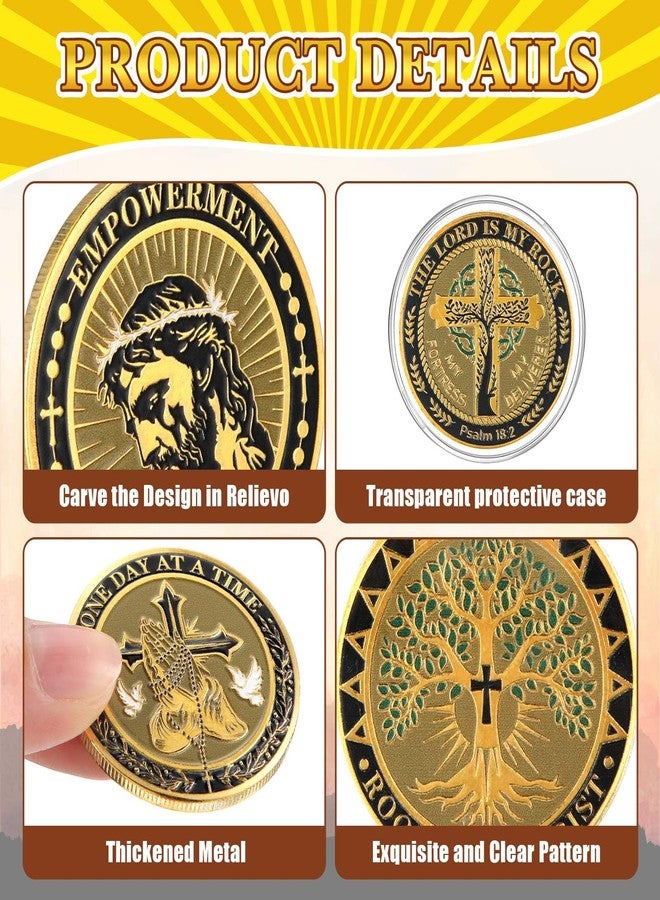 Ecation 60 Pcs Christian Challenge Coin Rooted in Christ The Lord is My Rock One Day at A Time Serenity Prayer Small Bible Verse Gift Empowerment Prayer Coins Double Sided Engrave Religious Gifts - Image 3