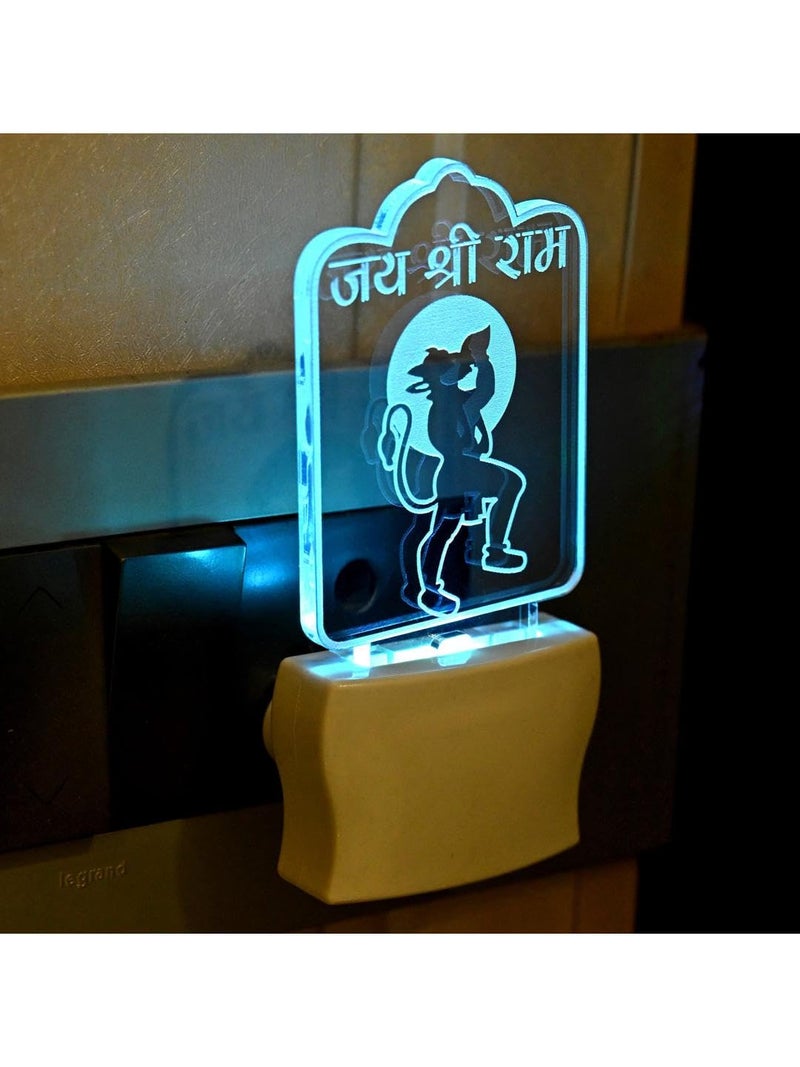 Somil 3D Illusion Jai Shree Ram LED Plug & Play Wall Lamp, Self Color Changing, Dia: 5 X 10 X 5 Cm - Image 2