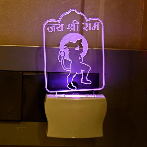 Somil 3D Illusion Jai Shree Ram LED Plug & Play Wall Lamp, Self Color Changing, Dia: 5 X 10 X 5 Cm - Image 3