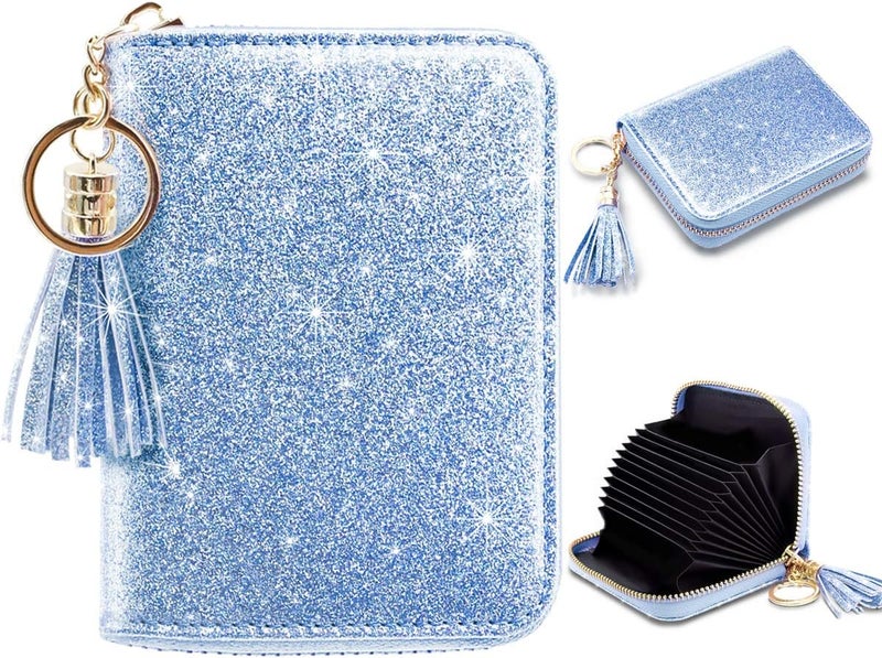 Coco Rossi Women's Small Credit Card Wallet RFID Glitter Cute Credit Card Holder Wallets for Women - Image 1