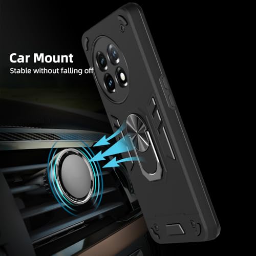 Casotec Armor OnePlus 11 5G / 11R 5G Defender Case | Rotating Ring Holder & Kickstand in-Built | Military Grade Armor | 360 Degree Protection Back Cover for OnePlus 11 5G / 11R 5G (Black) - Image 5