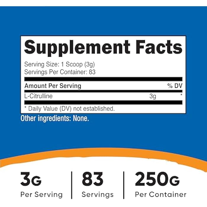 Nutricost Pure L-Citrulline (Base) Powder 250 Grams - Image 2