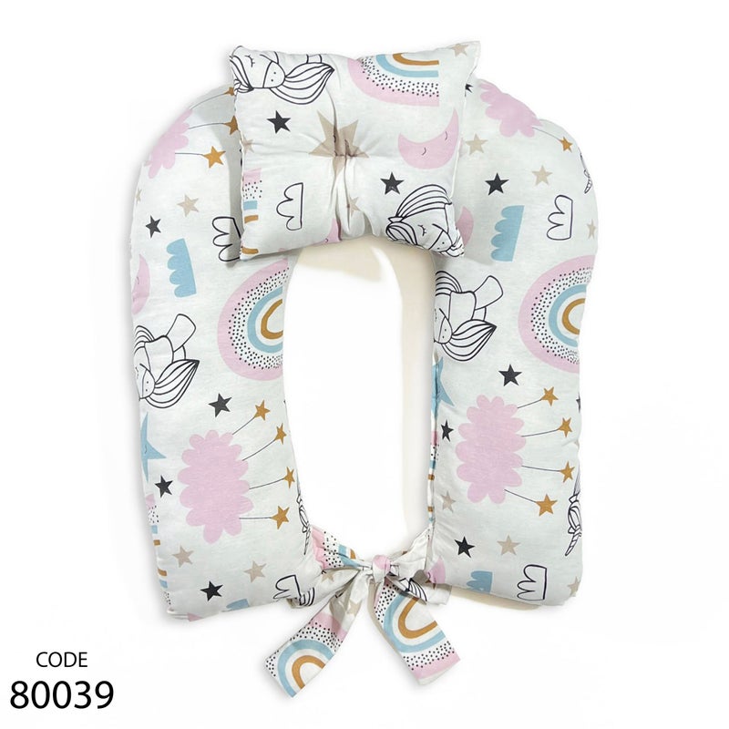 Breastfeeding Support Pillow for Mothers with Head Pillow and Washable Cover.