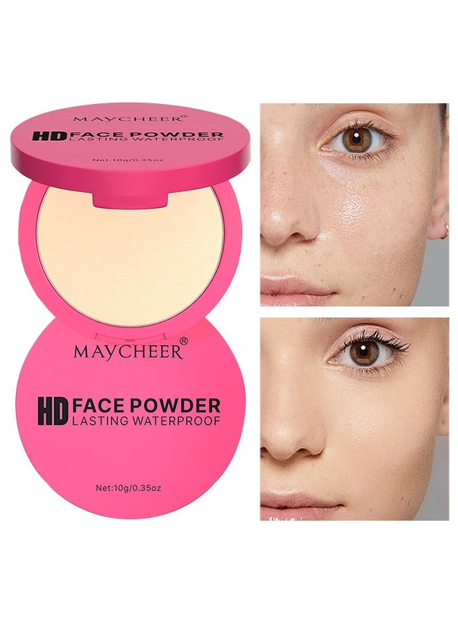 MAYCHEER HD Face Powder - Lasting Waterproof Face Powder - Matte concealer Setting Powder Oil Absorbing Compact for Face, Lasting Waterproof Pressed Powder Compact (01# Soft Skin Tone) - Image 1