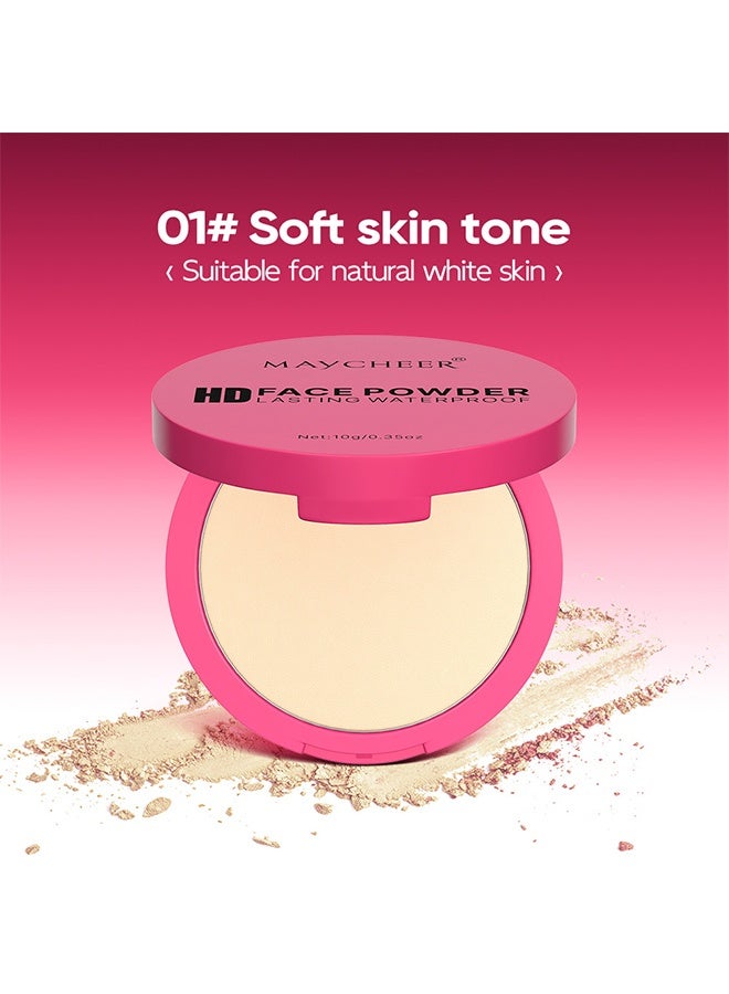 MAYCHEER HD Face Powder - Lasting Waterproof Face Powder - Matte concealer Setting Powder Oil Absorbing Compact for Face, Lasting Waterproof Pressed Powder Compact (01# Soft Skin Tone) - Image 2