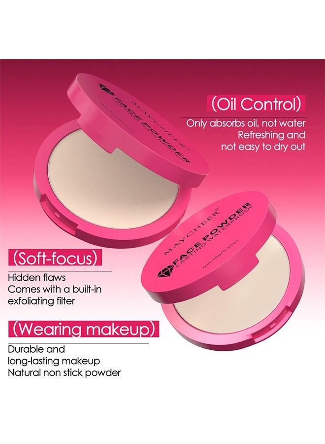 MAYCHEER Face Powder, Lasting Waterproof,  Matte concealer Setting Powder Oil Absorbing Compact for Face, Lasting Waterproof Pressed Powder Compact (01# Soft Skin Tone) - Image 5