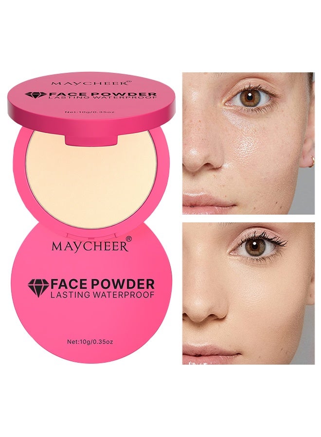MAYCHEER Face Powder, Lasting Waterproof,  Matte concealer Setting Powder Oil Absorbing Compact for Face, Lasting Waterproof Pressed Powder Compact (01# Soft Skin Tone) - Image 1