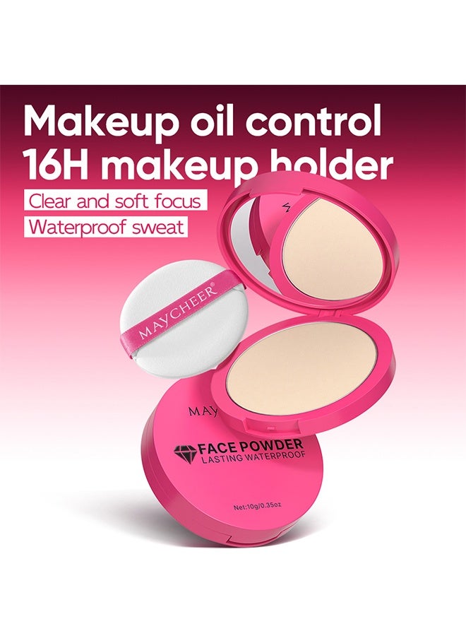 MAYCHEER Face Powder, Lasting Waterproof,  Matte concealer Setting Powder Oil Absorbing Compact for Face, Lasting Waterproof Pressed Powder Compact (01# Soft Skin Tone) - Image 3