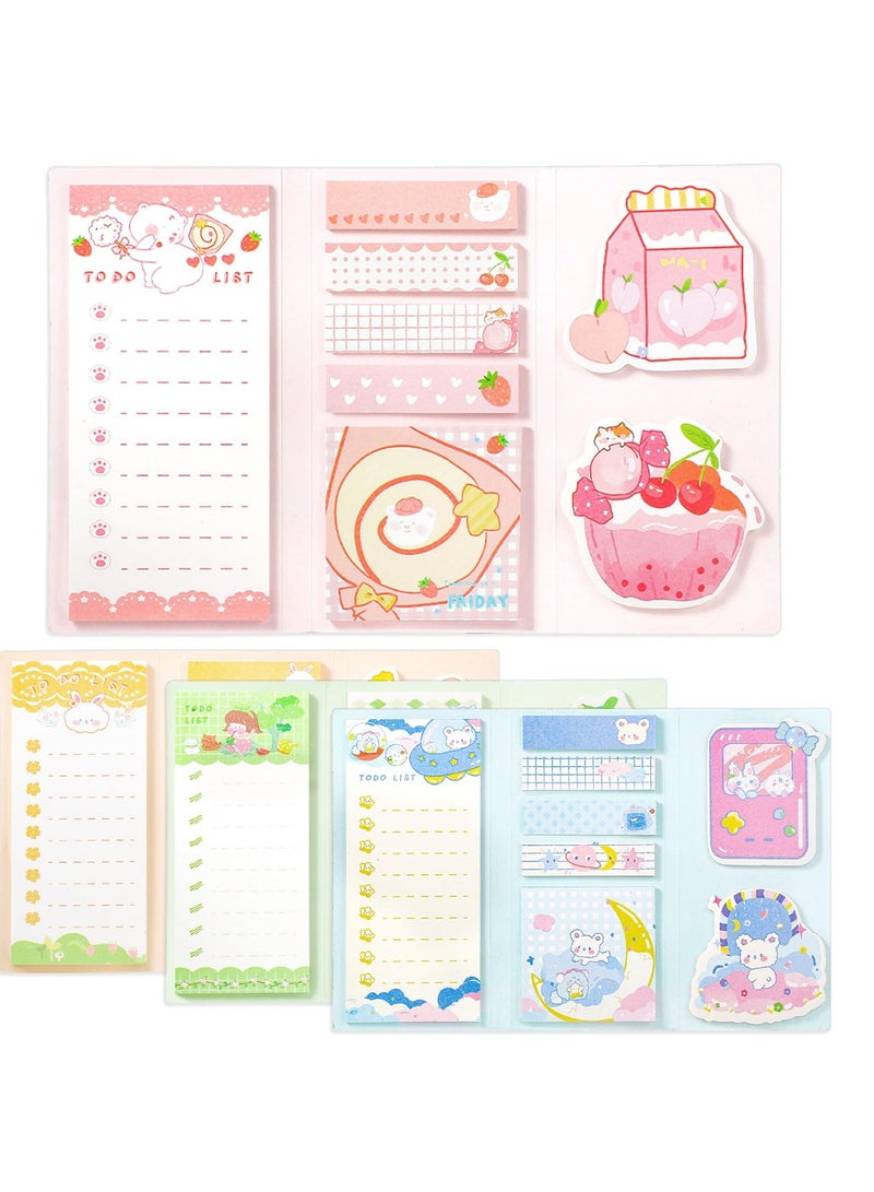 Excefore 4 Pack Lovely Sticky Notes Set, 960 Sheets Color Pads Divider Sticky Notes with Bookmark Index, Suitable for Annotating Books, Office & School Study Supplies - Image 1