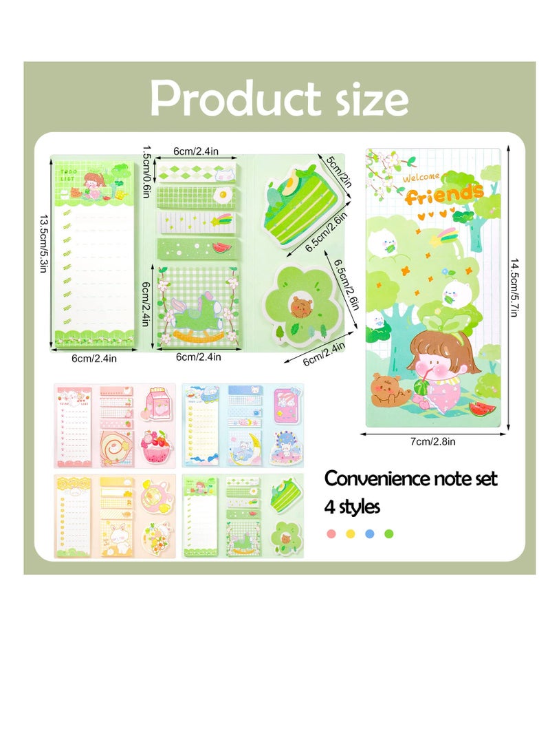 Excefore 4 Pack Lovely Sticky Notes Set, 960 Sheets Color Pads Divider Sticky Notes with Bookmark Index, Suitable for Annotating Books, Office & School Study Supplies - Image 2