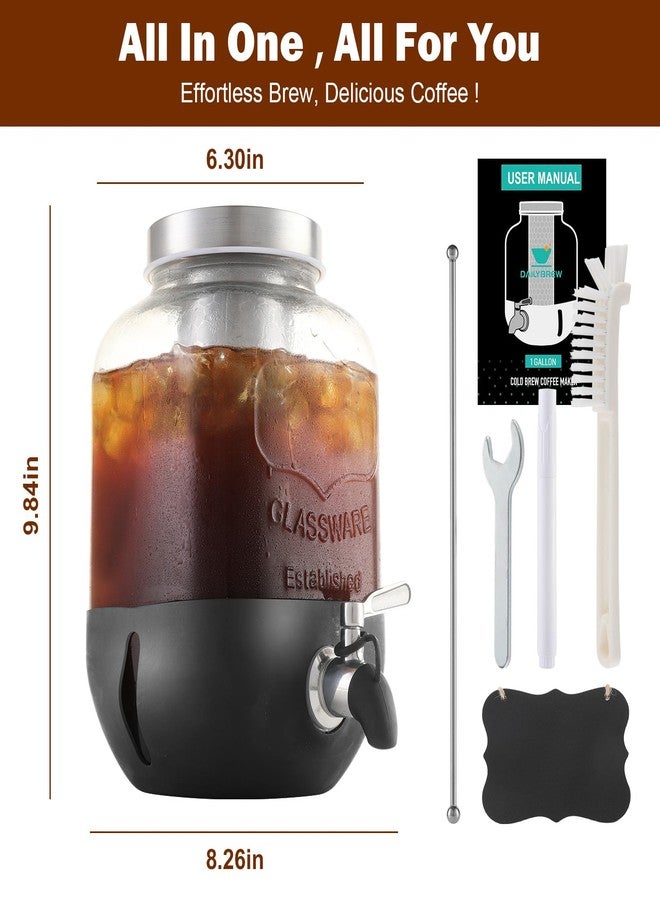 dailybrew Cold Brew Coffee Maker, 1 Gallon Iced Coffee Maker With Stainless Steel Filter, Heavy Duty Glass Cold Brew Pitcher With Stainless Steel Spigot, Mason Jar Cold Brew Coffee Maker Fast Iced Tea Maker - Image 4