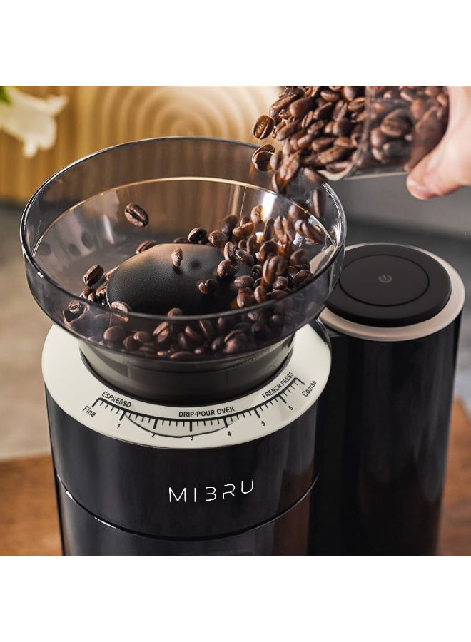 MIBRU Coffee Grinder with Digital Scale, Precision Burr Grinder for Fresh Coffee Beans, Built-in LED Display, Adjustable Grinding for Espresso, Drip & French Press, Easy to Clean, Home & Office Use - Image 3