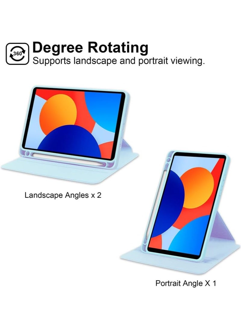 VKL Rotating Case Compatible with Xiaomi Redmi Pad SE 8.7 Inch (2024),with Pen Holder, 360 Degree Rotation Protective Stand Cover Clear Back, Auto Wake/Sleep (Sky Blue) - Image 2