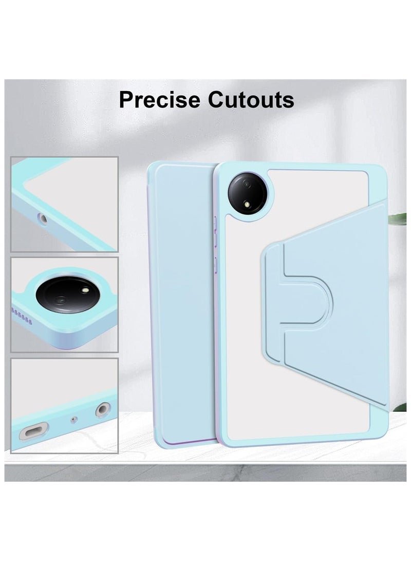 VKL Rotating Case Compatible with Xiaomi Redmi Pad SE 8.7 Inch (2024),with Pen Holder, 360 Degree Rotation Protective Stand Cover Clear Back, Auto Wake/Sleep (Sky Blue) - Image 3