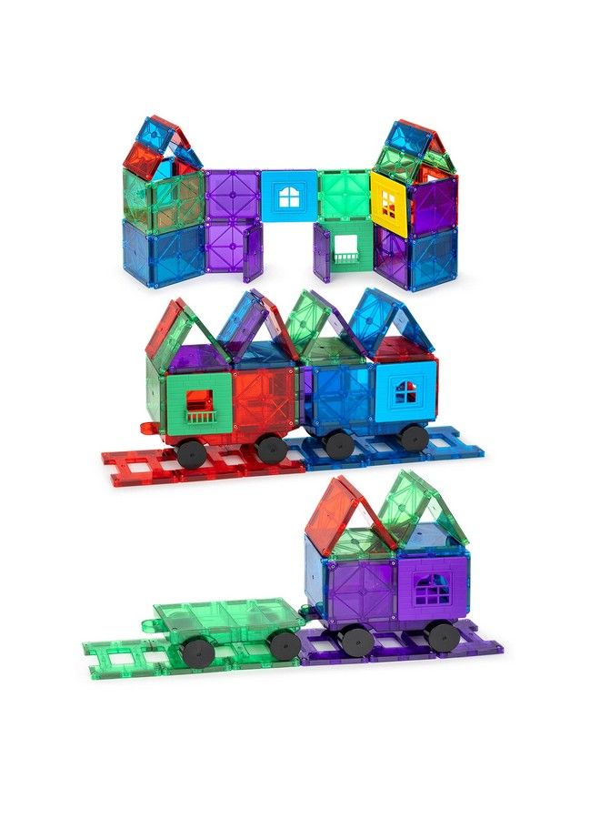 Playmags Magnetic Tiles Train Set 55 Piece Accessory Set Includes 4 Trains Super Durable Magnet Blocks Stem Development Kids Building Toys For Boys Girls & Toddlers - Image 2