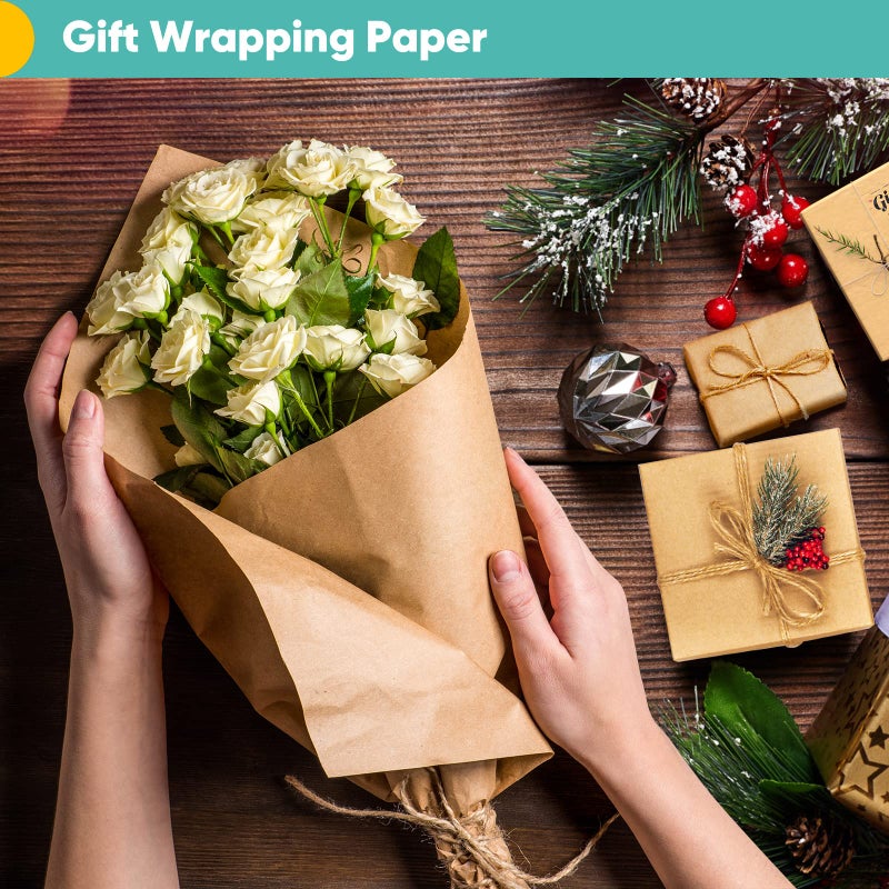 Vanhench Brown Wrapping/Packing Paper Roll 15"Ã—450" (38') for Moving Boxes Supplies, Craft Kraft Paper Roll for Birthday Gift Wrap Floral Bouquet Flower, Poster Bulletin Board Paper - Image 3
