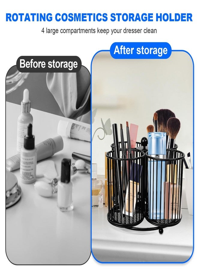 PNEUICALLY 360 Rotating Pen Holder - Large Pencil and Marker Organizer with 4 Slots - Desk Caddy Accessories for School, Office, Home (Black) - Image 5